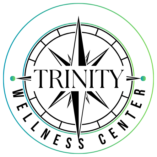 Trinity Wellness Center Logo with White Center and Compass